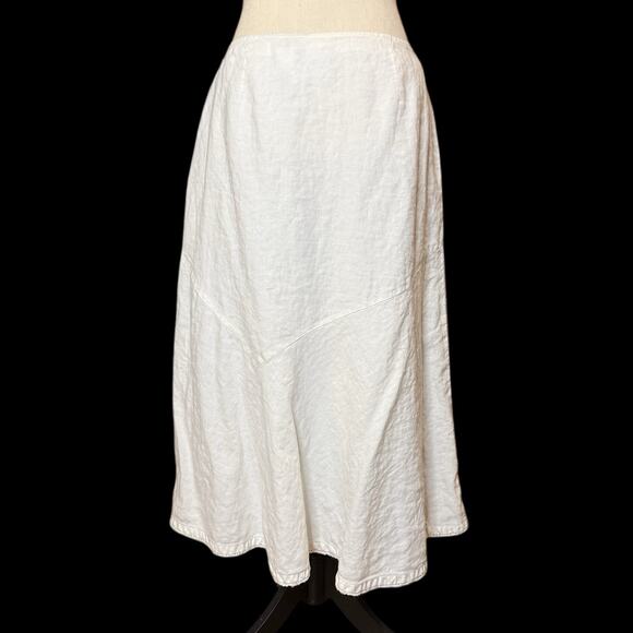 VTG Y2K Emma James Women’s Linen Cream White Midi Side Zip Skirt Size 10 Lined - Picture 3 of 11